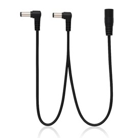 Guitar Pedal Daisy Chain Power Cable – Right Angle 5.5 x 2.1mm Splitter, 9V Power Supply Cord for Effects Pedals, Pedalboards & Guitar Accessories (2 Way)
