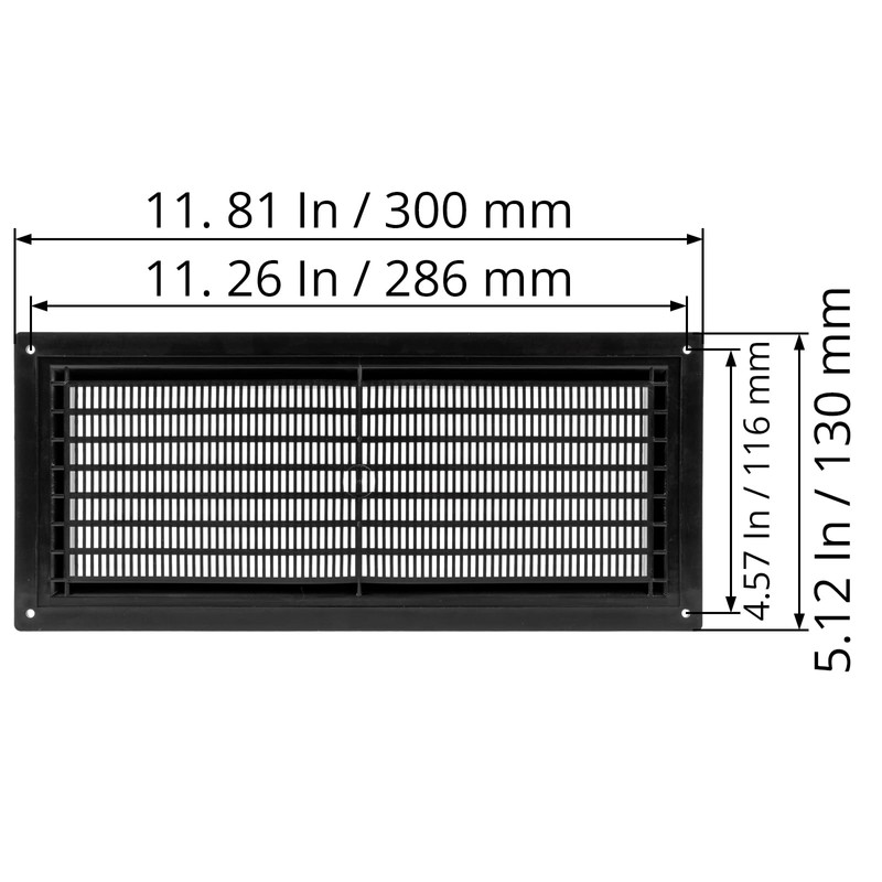 ECOPRO VENT / 10" x 3" Inch Inside Measurement/Black Plastic