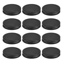 uxcell 12Pcs Regular Mouth Mason Jar Lids, Mason Canning Jar Lids with Airtight Seal, Mason Storage Covers Caps, Black