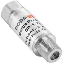 Poppstar 1x Sat Antenna Surge protection (protection adapter F-plug to F-jack), lightning protection for coaxial cable and satellite systems (Antenna, Coax, Cable TV, DVB-S, LNB)