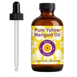 dève herbes Yellow Marigold Oil (Calendula officinalis) with Glass Dropper | Infused | Pure | Non-Sticky | Lightweight | For Facial Care | Men & Women | 120ml (4 oz)