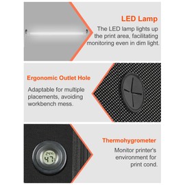 3D Printer Enclosure with LED Light for Bambu Lab A1/A1 Mini, Fireproof Waterproof Dustproof Tent Noise Reduction Constant Temperature Protective 3D Printer Cover, 680x600x560MM