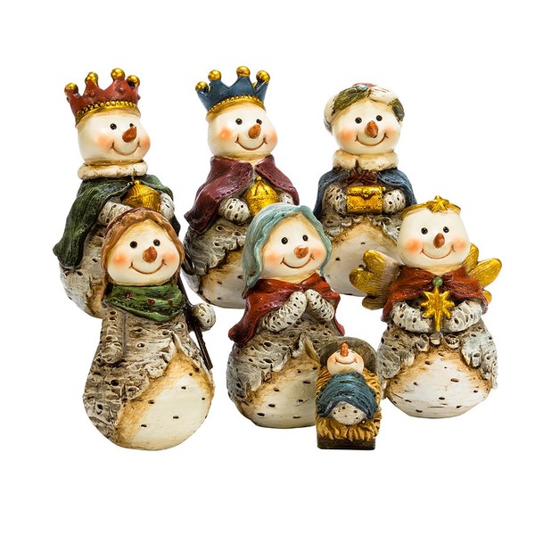 Kurt S. Adler J7344 6" Resin Snowmen Nativity Scene Table