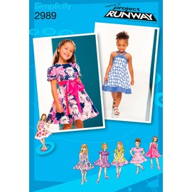 Simplicity Project Runway Pattern 2989 Girls Dresses with Bodice and Skirt Variations Sizes 4-5-6-7-8