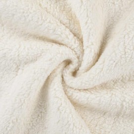 Cotton Teddy Sherpa Fleece Fabric Material - Ecru Natural, 1Mtr 150cmx100cm