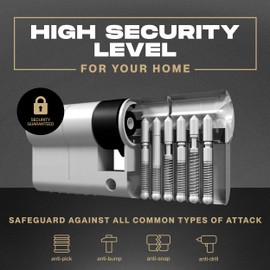 IRONWORX® Spectre Nickel 35mm (Turn) | 35mm (Key) (70mm) High Security Police Approved TS007 BSI 1 Star Thumb Turn Euro Cylinder Door Lock with Escape Thumb Turn Function, Includes 3X Keys