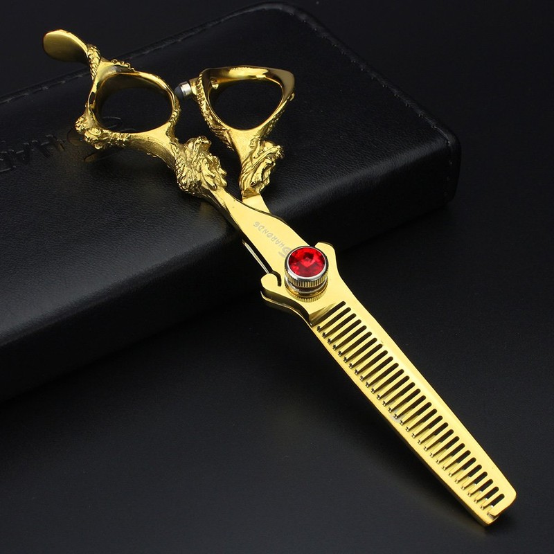 Golden Barber Scissors Hair Sparse Scissors Set and Hair Scissors