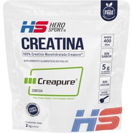 HS HERO SPORT Creatina Monohidratada Micronizada Creapure 200g. 100 Pura. Creatina Alemana Creapure. Vegana, 160 porciones, 5g por porción, Pre