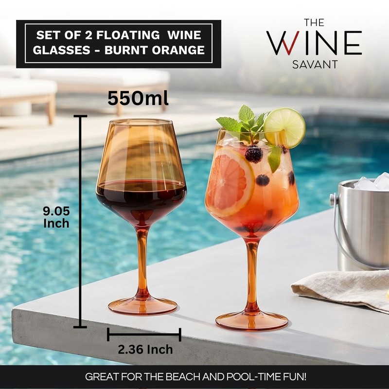Floating Wine Glasses for Pool (18 Oz | Set of