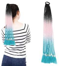 Traziewell Hair Ponytail Extension Long Braided Ponytail Extension Hair Accessories for Women Hair Dyed Three Color Gradient Braid Ponytail Extensions Girls Hair Accessories 2909