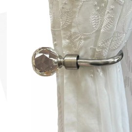 BDD Tieback Holder (Pair)- crystal glass silver tieback holder 1 - Clear - 4x6 "