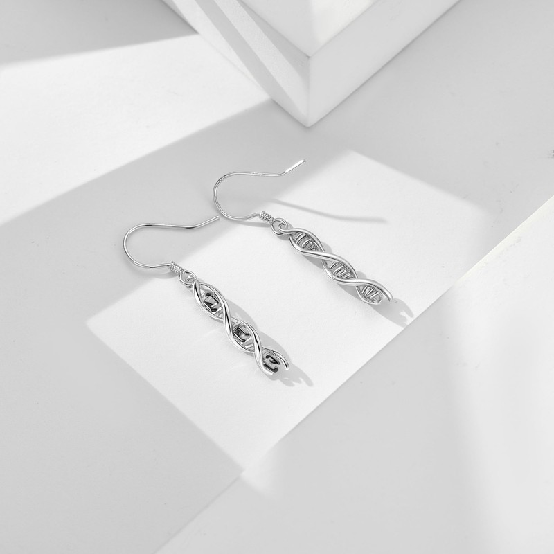 DNA Earrings Sterling Silver DNA Dangle Earring Science Earrings Music