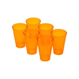 OMADA Design 6 Glasses Cocktail Drinks 400ml Stackable Shatterproof Plastic Outdoor Samba Line Yellow