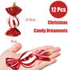 12Pcs Christmas Glitter Candy Ornaments,Plastic Xmas Candy Christmas Tree Pendant,Hanging