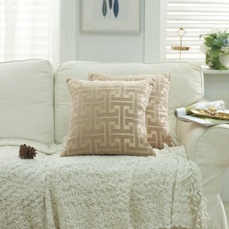 YunJeude Cushion Cover Chenille Fabric Geometric Pattern Monogram Pattern Stylish