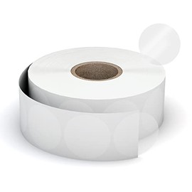 Misofuki 1000 etiquetas adhesivas transparentes de 1 pulgada, sellos de sobre redondos blancos