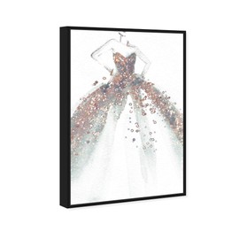 The Oliver Gal Artist Co. Fashion and Glam Framed Wall Art Canvas Prints 'Star of The Ball' Dress Home Décor, 20" x 30", Gold, White