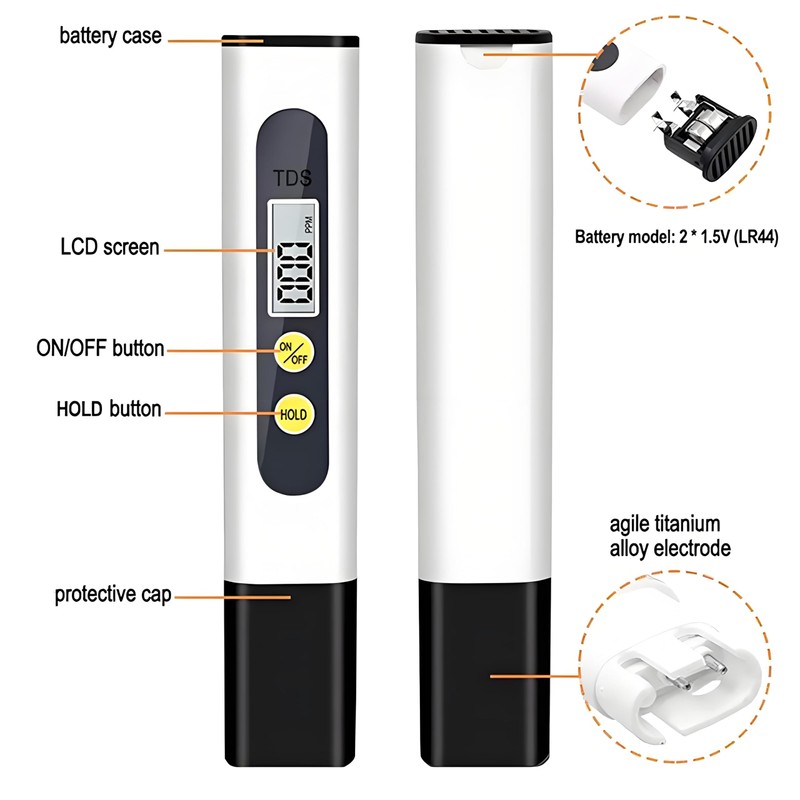 TDS Meter, Digital Water Tester with 0-9990 PPM Range, Portable