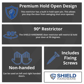 uPVC Door Restrictor Stay with Hold Open Function - 90 Degrees - for uPVC, Aluminium, French & Patio Doors
