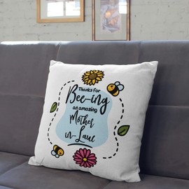 MUGFFINS MOTHER IN LAW Cushion Padding included - in English - Thanks For Beeing Amazing - Funny gift - Pillow: cover and filling 15.7x15.7 inches