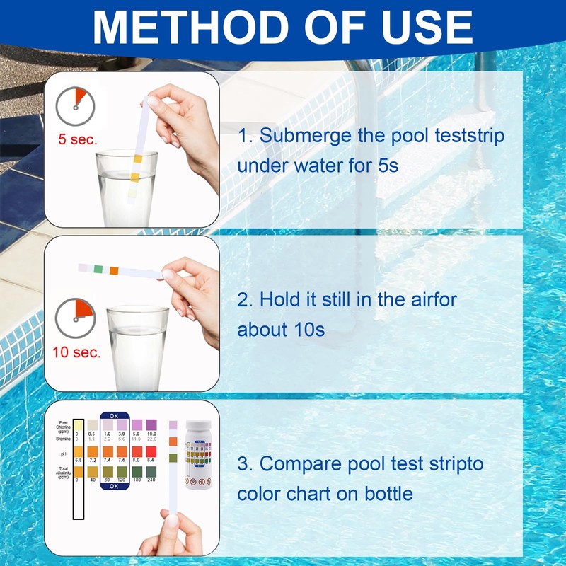 50pcs Water Hot Tub Test Strips, 3 In 1 Ph