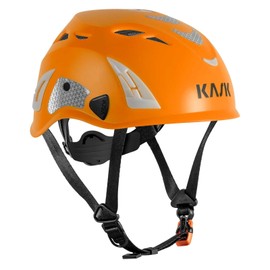 KASK Superplasma HI VIZ Safety Helmet with Rotating Wheel, Reflective Stripes, EN 397, Colour: Orange