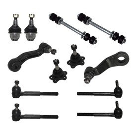 Detroit Axle - 12pc Front Upper Lower Ball Joints Inner Outer Tie Rods Sway Bar Links Idler & Pitman Arms for 1995-99 Chevy GMC K1500 K1500 Suburban K2500 Tahoe Yukon - 4WD See Fitment