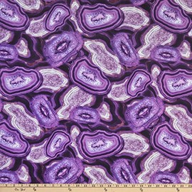 Hoffman Digital Geode & Ink Agate Amethyst, Fabric by The Yard