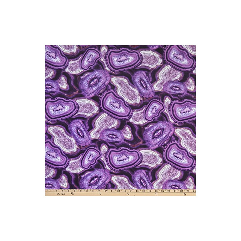 Hoffman Digital Geode & Ink Agate Amethyst, Fabric by The