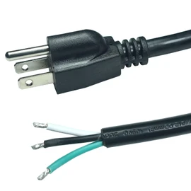 18FT 14AWG 3 Prong Replacement Power Cord, 15 Amp 14 Gauge 3 Conductor Wire Extension Cable with Pigtail Open Wiring End. Black