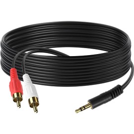 PASOW 3.5mm Stereo Male to 2RCA Male (Right and Left) RCA Audio Cable (10 Feet)