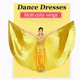 Nimiman Women Egyptian Professional Belly Dance Costume Wings with Sticks (Gold)