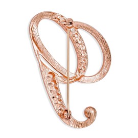 Large Statement ABC Pave Crystal Cursive Script Monogram Letters Alphabet Initial G Scarf Lapel Pin Brooch for Women Rose Gold Plated