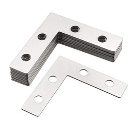 sourcing map Flat Angle Bracket Plate L Shape Repair Joining Support Brace, 38mmx38mm Silver Tone, 10Pcs