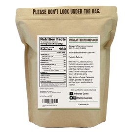 Anthony's Organic Whole Cashews, 1 lb, Raw, Unsalted & Gluten Free