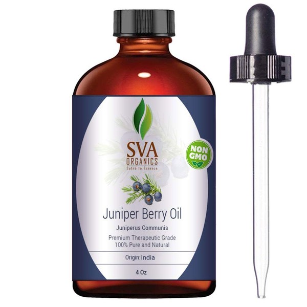 SVA Organics Juniper Berry Essential Oil 4 Oz (Himalya)- Guaranteed 100% Pure & Natural, Authentic & Premium Therapeutic Grade Oil for Aromatherapy Diffuser Skin Care Hair Nourishment Body