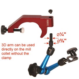Test Indicator 0.0005" 0-15-0 and Holder Quill Clamp for Bridgeport Mill Cenral Locking 3D Arm 1-7/8" Anytime Tools