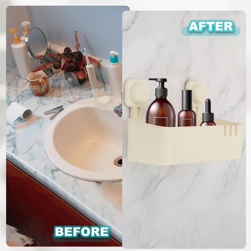 uxcell 1Pcs Suction Cup Shower Caddy, 11 x 7 Inches