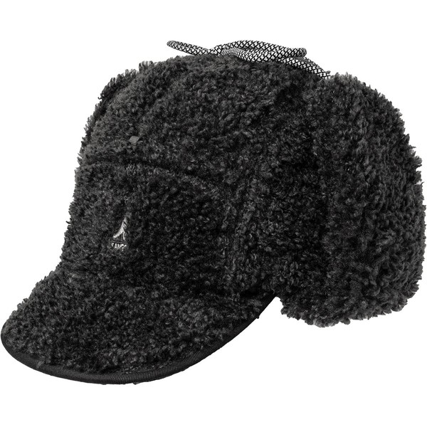 Kangol Faux Shearling Utility Flap Cap - Black/1SFM Black, One