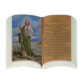 Cannan San Judas Tadeo Oracion En Resin Placa Forma De Libro para Colgar O Mesa 6"x 4" Religious Figure St. Jude Thaddeus
