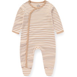 MAMIMAKA Newborn Baby Boys Footed Onesies Pajamas Cotton Jumsuit for Play and Sleep, 6-9 Months