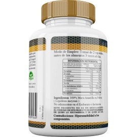 Maca Peruana Pura Orgánica 100 Capsulas 500mg Sabor Natural