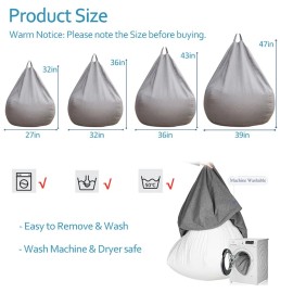 ChenLee Stuffed Animal Storage Bean Bag Cover (No Filler) Extra Soft Beanbag Seat Cha...