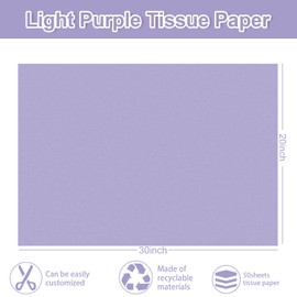 Whaline 50 Sheets Light Purple Tissue Paper 20 x 30 Inch Solid Color Gift Wrapping Paper Decorative Art Paper for DIY Crafts Birthday Wedding Party Supplies
