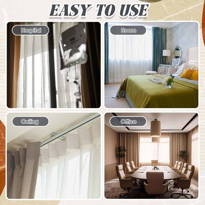 Juexica Ceiling Curtain Double Track Set 3ft-13ft/4 Meter White Double