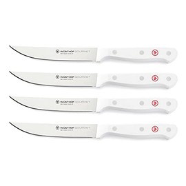 Wusthof 1125460401 Gourmet Four Piece Steak Knife Set, White Handles, 4, Black