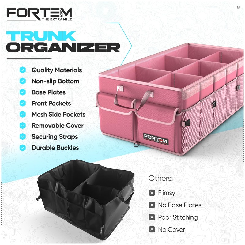 FORTEM Trunk Organizer For SUV Car Trunk Organizer, Foldable Storage,