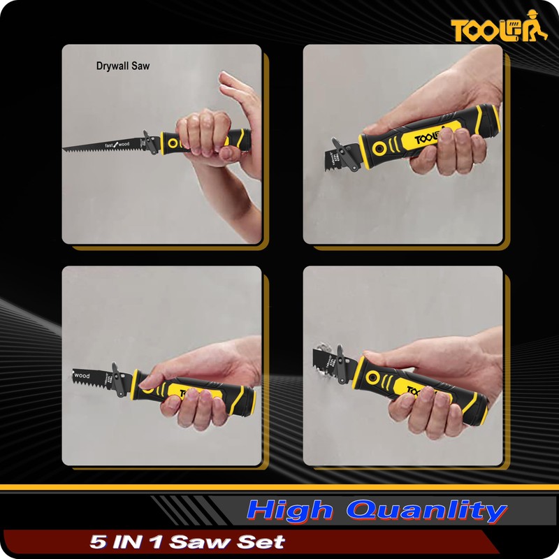 TOOLAN: 5-In-1 Multi Blades Hand Saw, 6 Inch(11T/16T) Double Edges