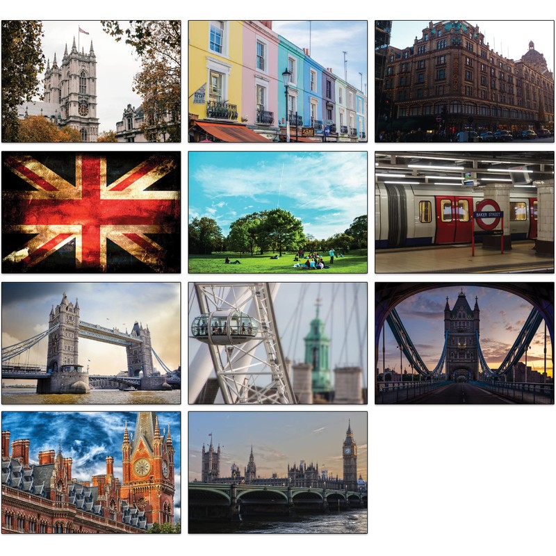 40 London Postcards - 40 Different Designs Printed on Bright