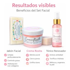 Crema Rosita Tónico Ácido Hialurónico Colageno Jabón Nacar